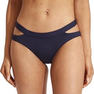 Seafolly Split Band Hipster Full Coverage Bikini Bottom Blue Swimsuit Size 8